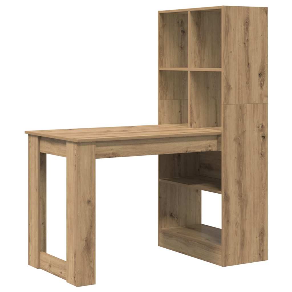 Schreibtisch mit Regal Schwarz Eichen-Optik 122 x 67 x 145 cm