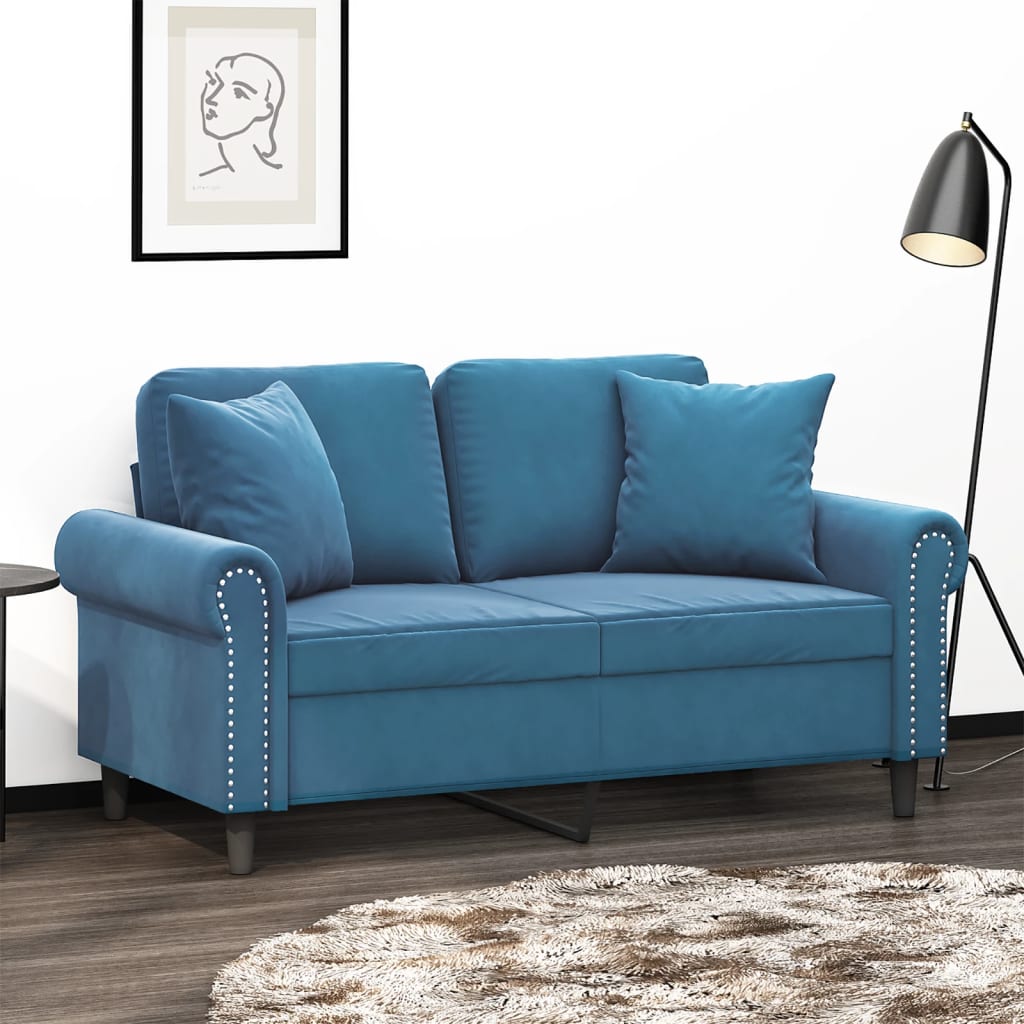 2-Sitzer-Sofa mit Zierkissen Dunkelgrün 120 cm Samt