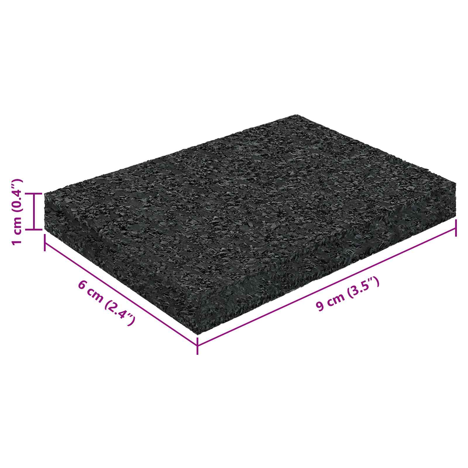 Gummigranulat-Patiopad Schwarz 6 x 9 x 0,3 cm Gummi