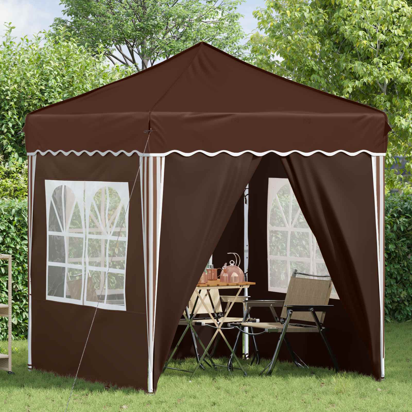 Pop-up Partyzelt 195 x 195 x 245 cm Creme Oxford-Stoff