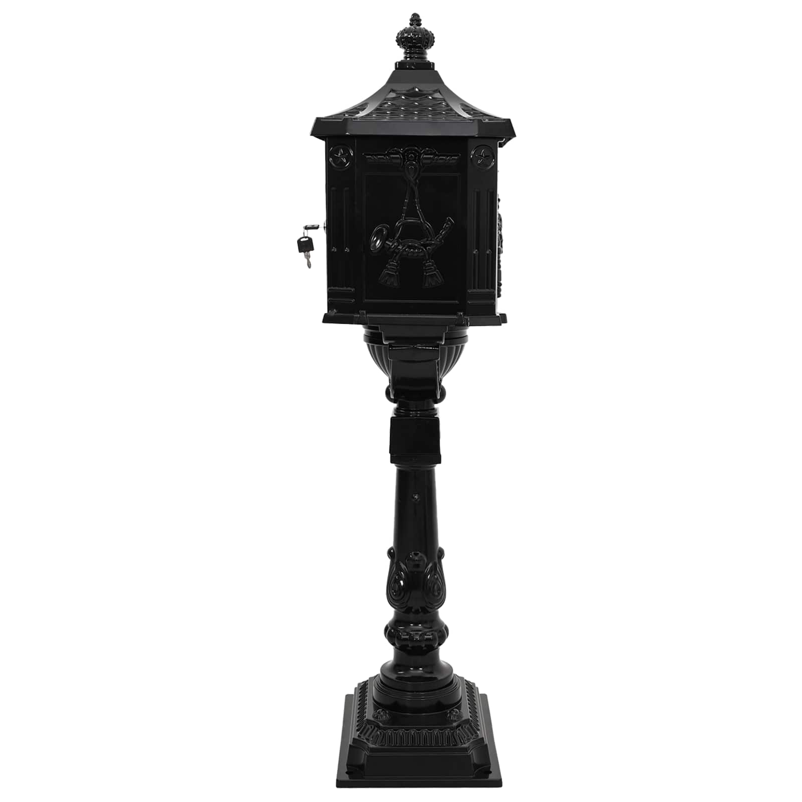 Stehender Briefkasten mit Speicher Schwarz 42,5 x 29,5 x 117 cm