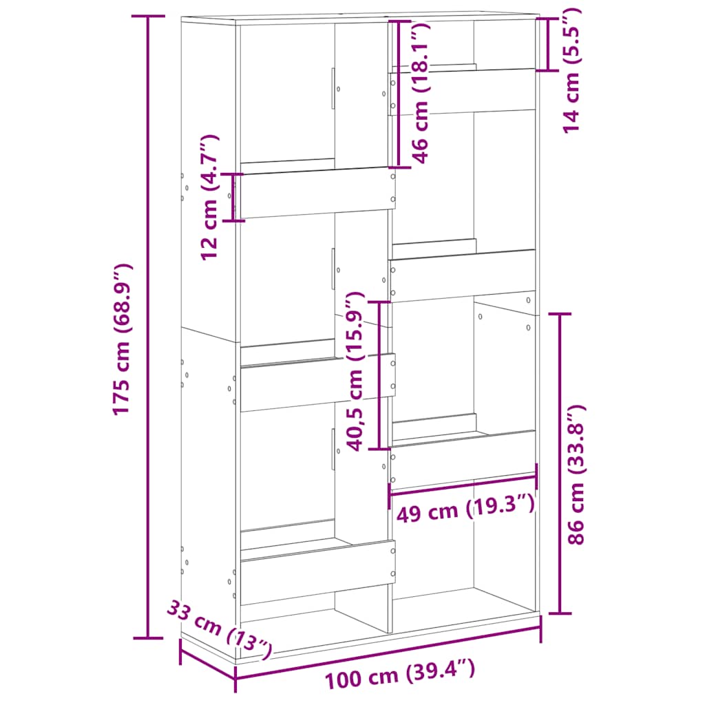 Bücherregal Weiß 100x33x135 cm Holzwerkstoff