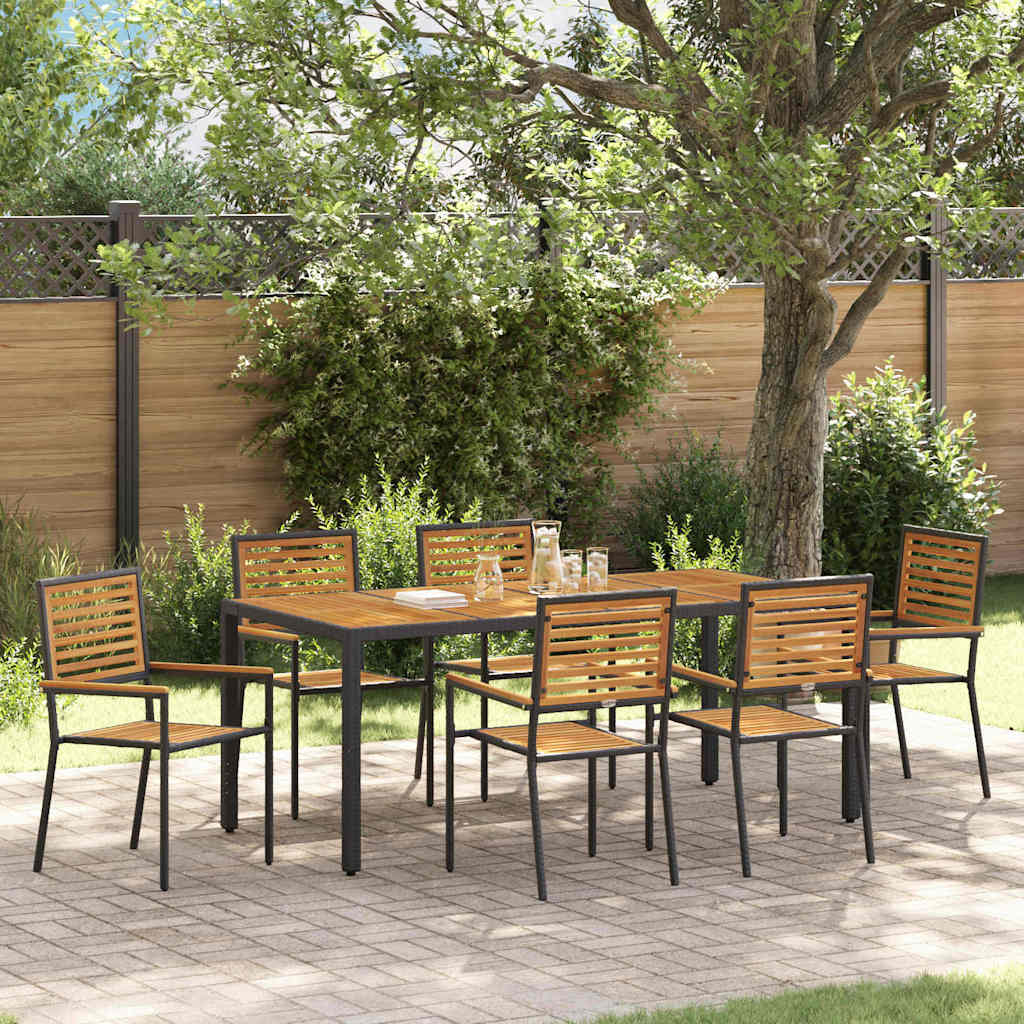 Garten Essgruppe 3 pcs Schwarz und Braun Poly-Rattan
