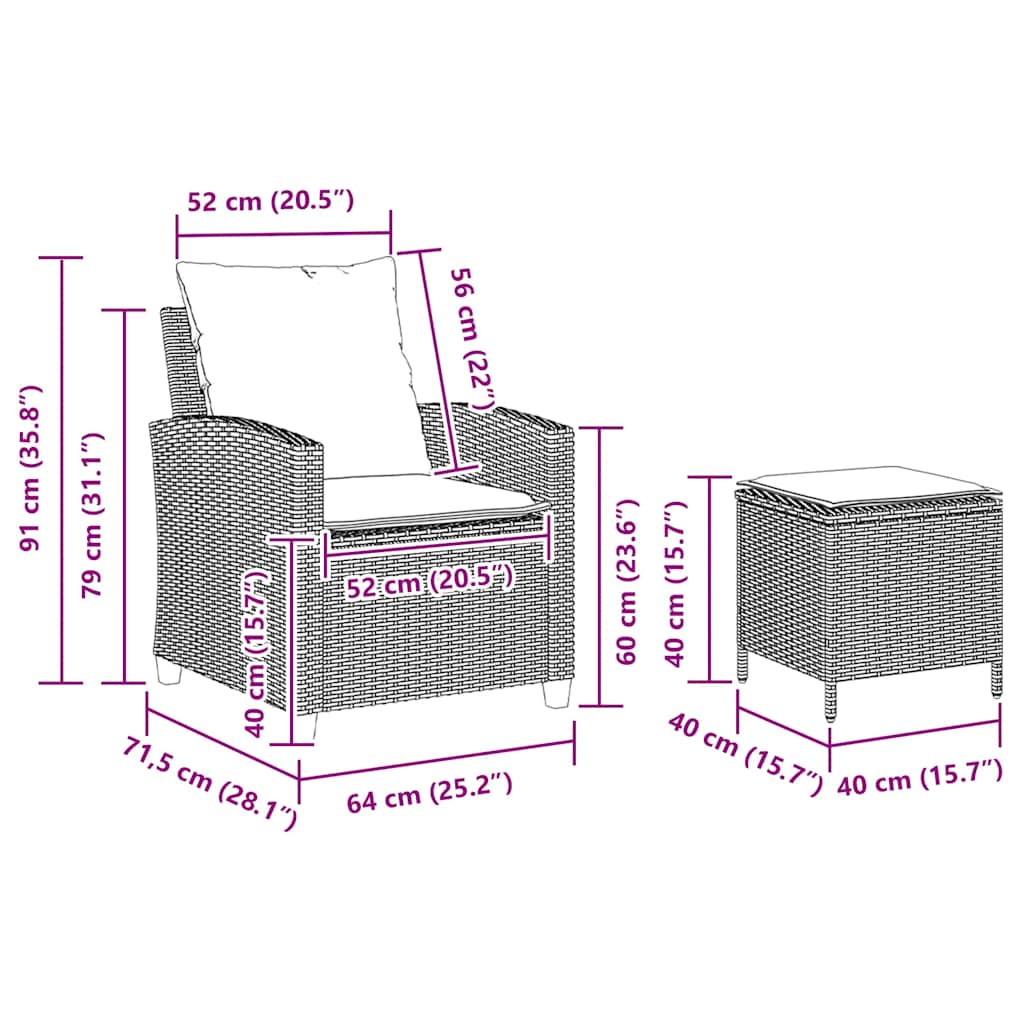 4-tlg. Garten-Sofagarnitur mit Kissen Schwarz Poly Rattan