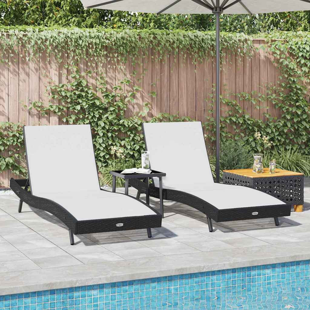 Sonnenliege 3 pcs Braun 197 x 70 x 82 cm Poly-Rattan