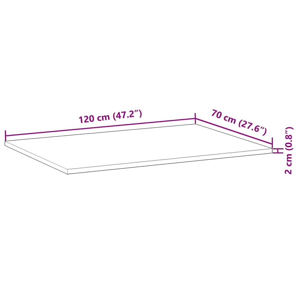 Tischplatte Rechteckig 60x50x2 cm Massivholz Akazie