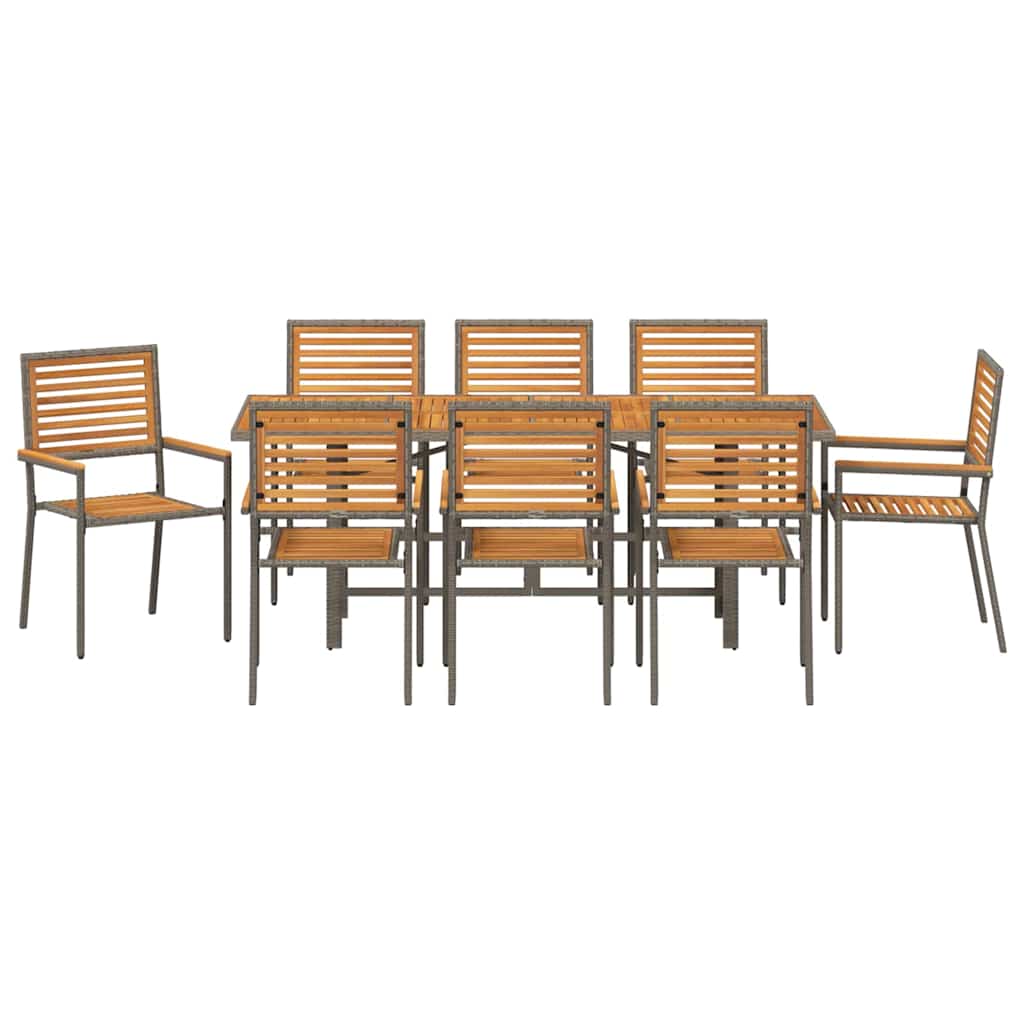 Garten Essgruppe 7 pcs Schwarz und Braun Poly-Rattan