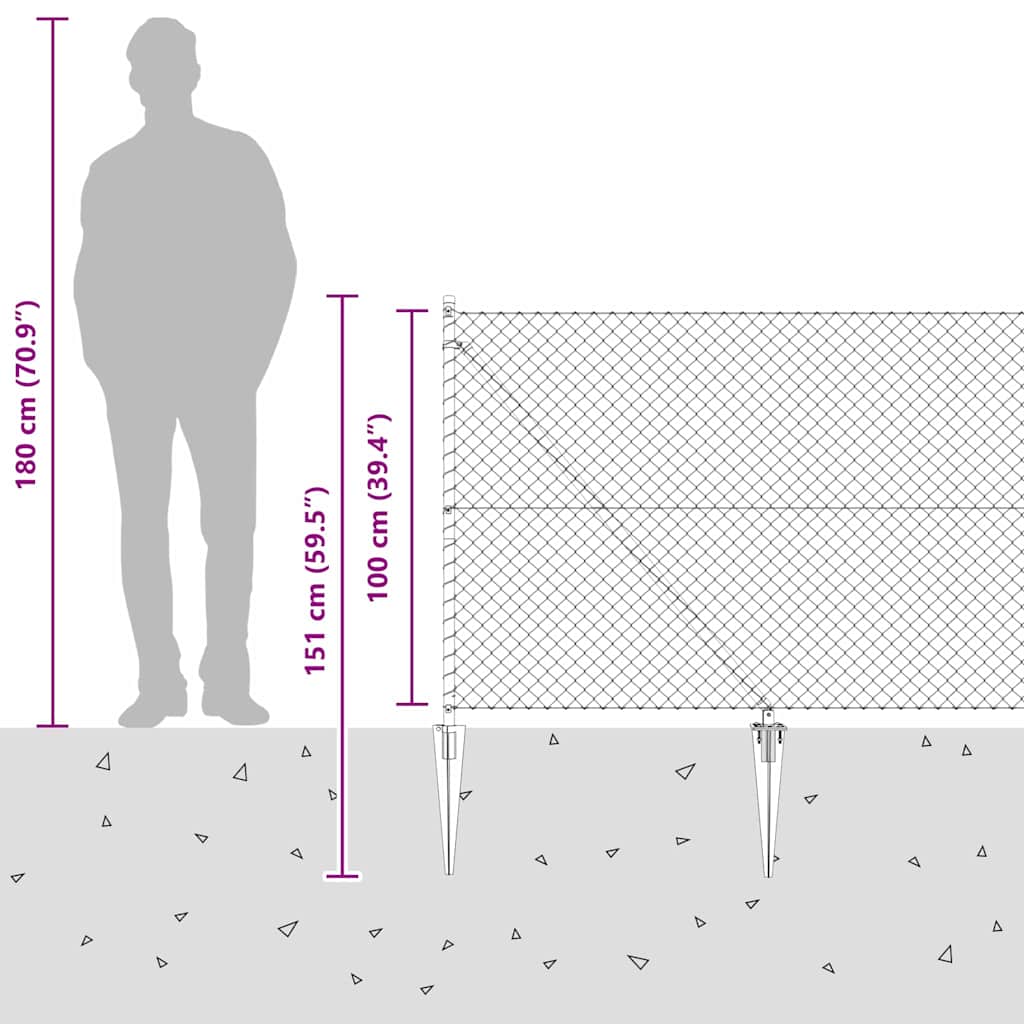 Outdoor Kettenglied-Zaun Erdfixierung 10 x 0,4 m Grün Netz