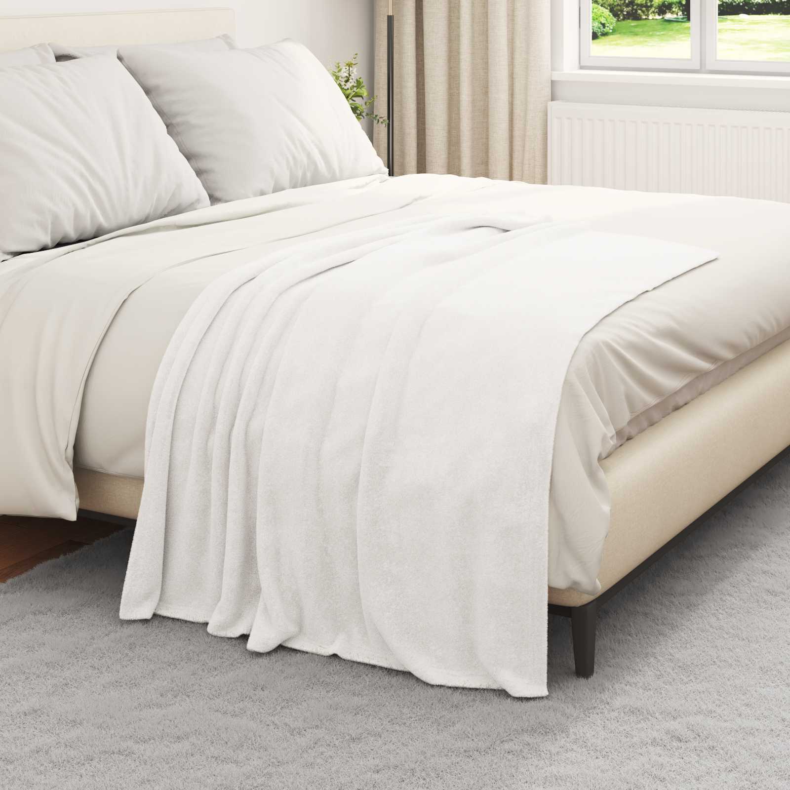 Überwurfdecke Beige 130 x 150 cm Fleece