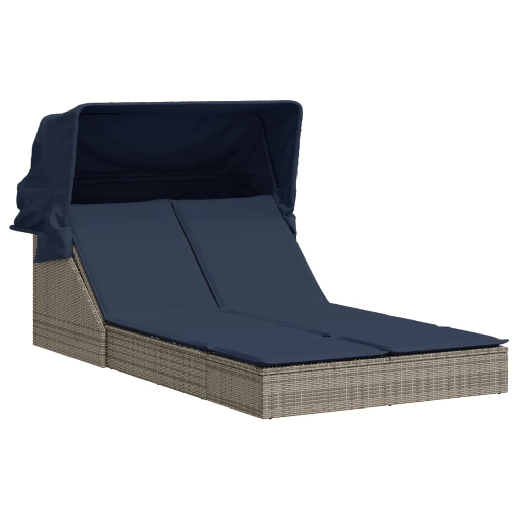 Doppelte Sonnenliege mit Kissen Braun Poly Rattan
