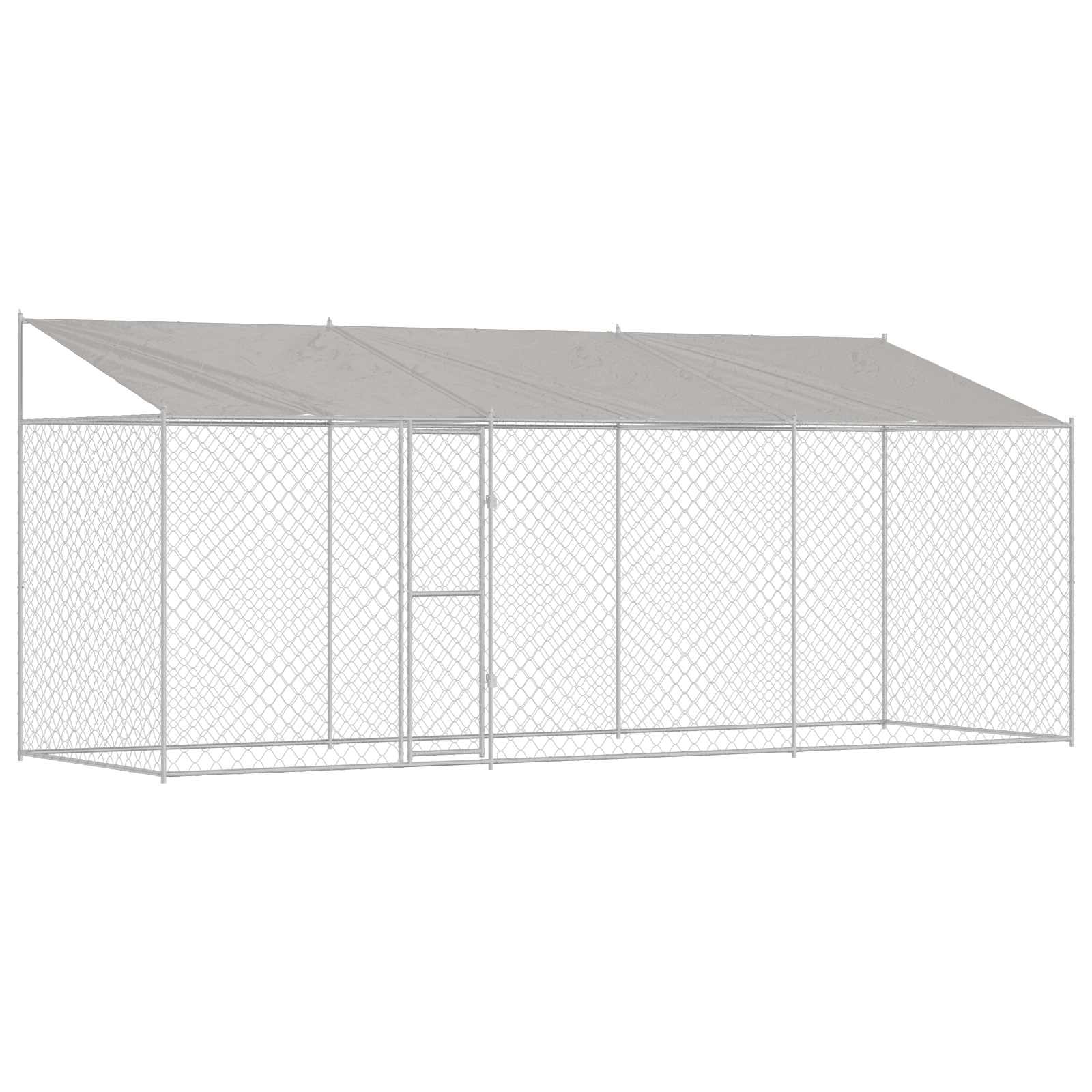 Hundezwinger mit Dach und Tür Grau 2x2x2 m Verzinkter Stahl