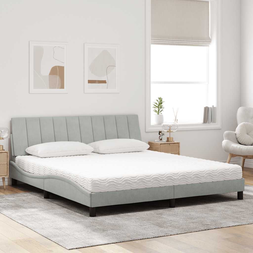 Bett mit Matratze "Hanko" Hellgrau 80x200 cm Samt