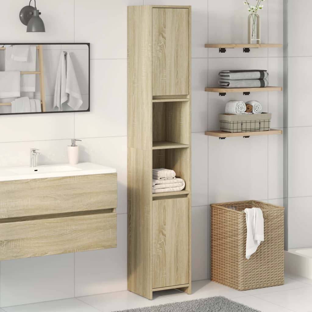 Badezimmerschrank Weiß 30x30x183,5 cm Holzwerkstoff