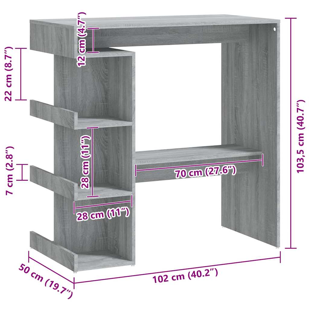 Bartisch mit Regal Weiß 100x50x101,5 cm Holzwerkstoff