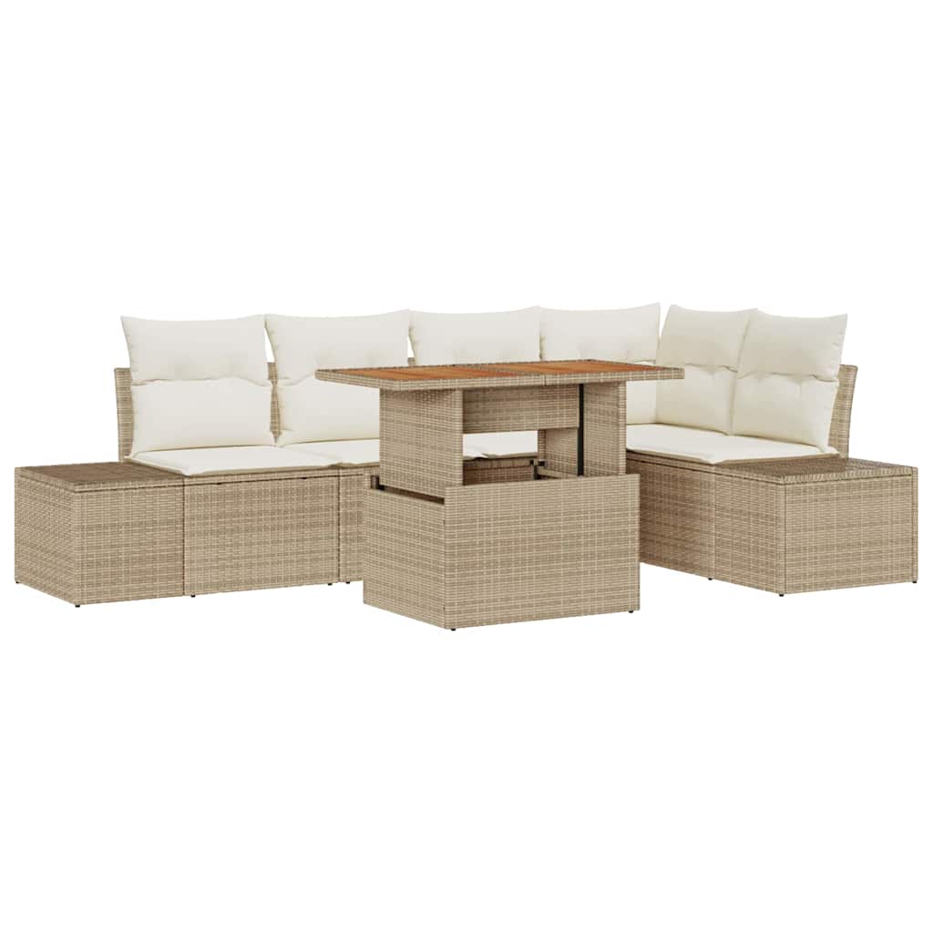 Garten Essgruppe mit Kissen 6 pcs Schwarz und Creme
