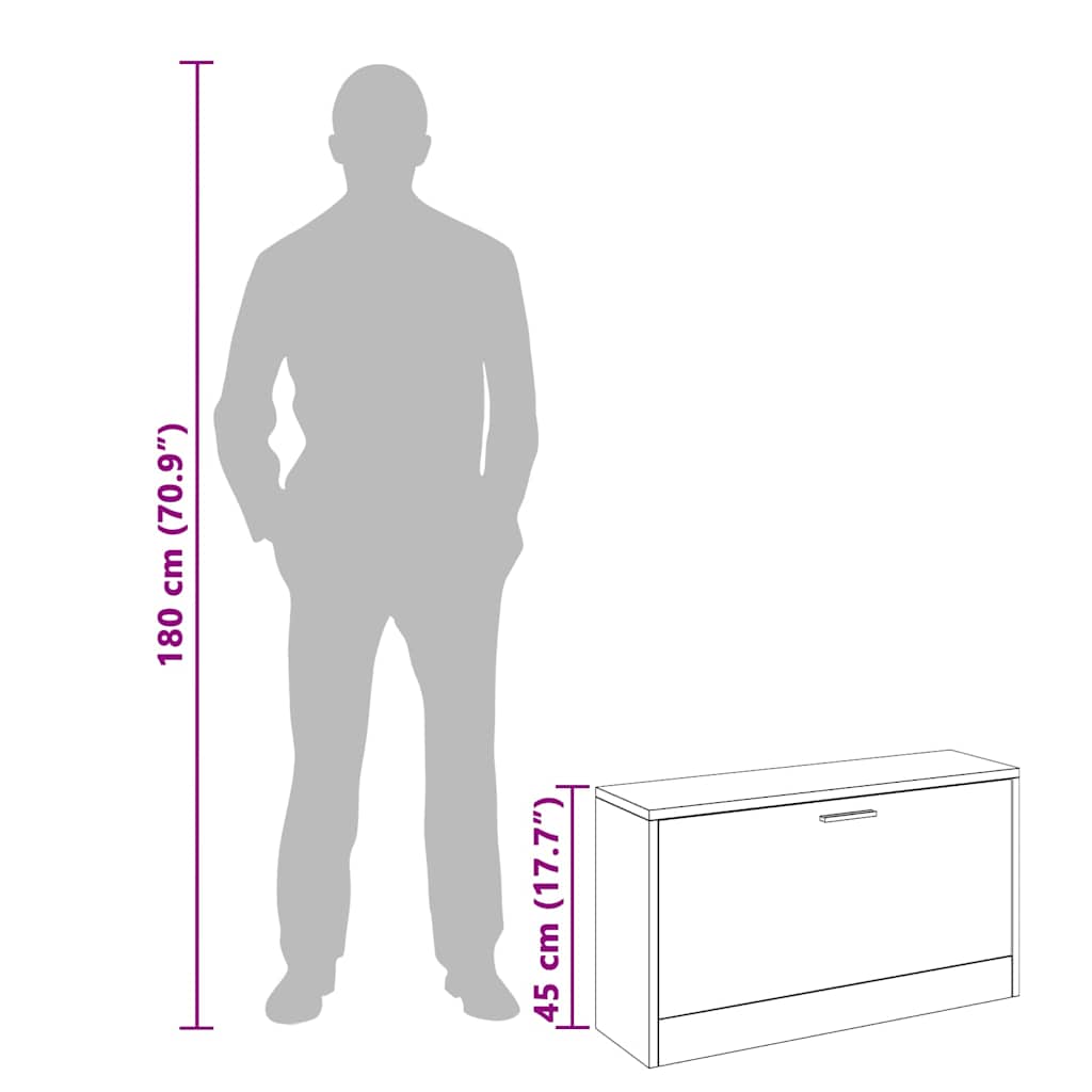 Schuhbank Eiche 80x24x45 cm