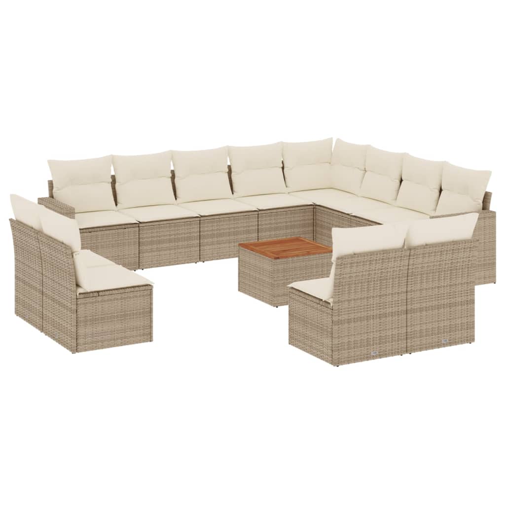13-tlg. Garten-Sofagarnitur mit Kissen Schwarz Poly Rattan