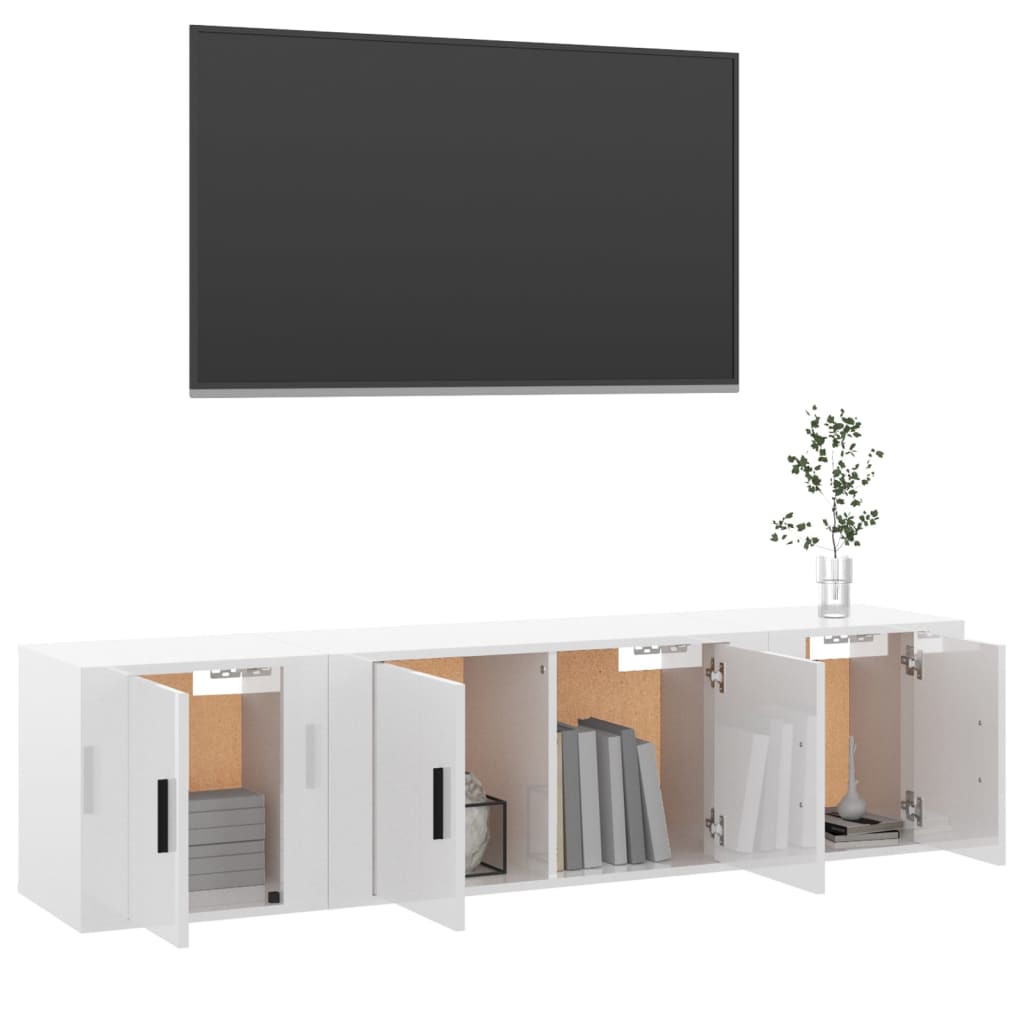 3-tlg. TV-Schrank-Set Weiß Holzwerkstoff