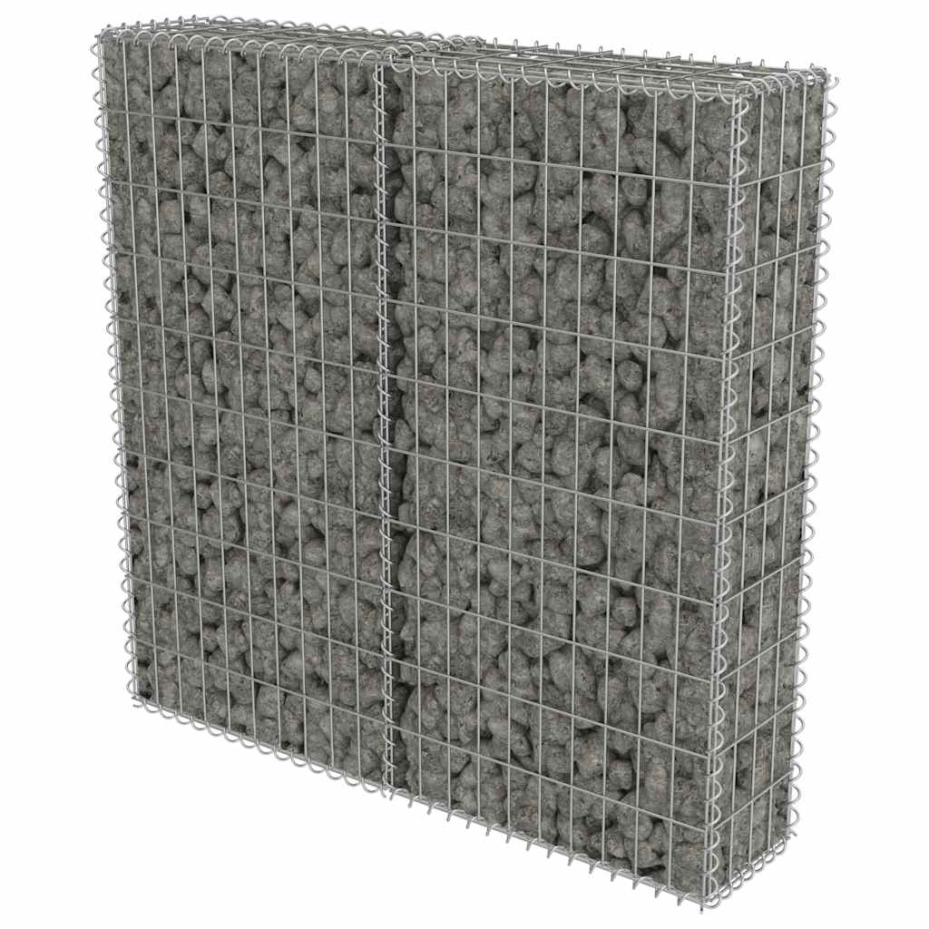 Gabionenwand mit Abdeckung Verzinkter Stahl 20×20×100 cm