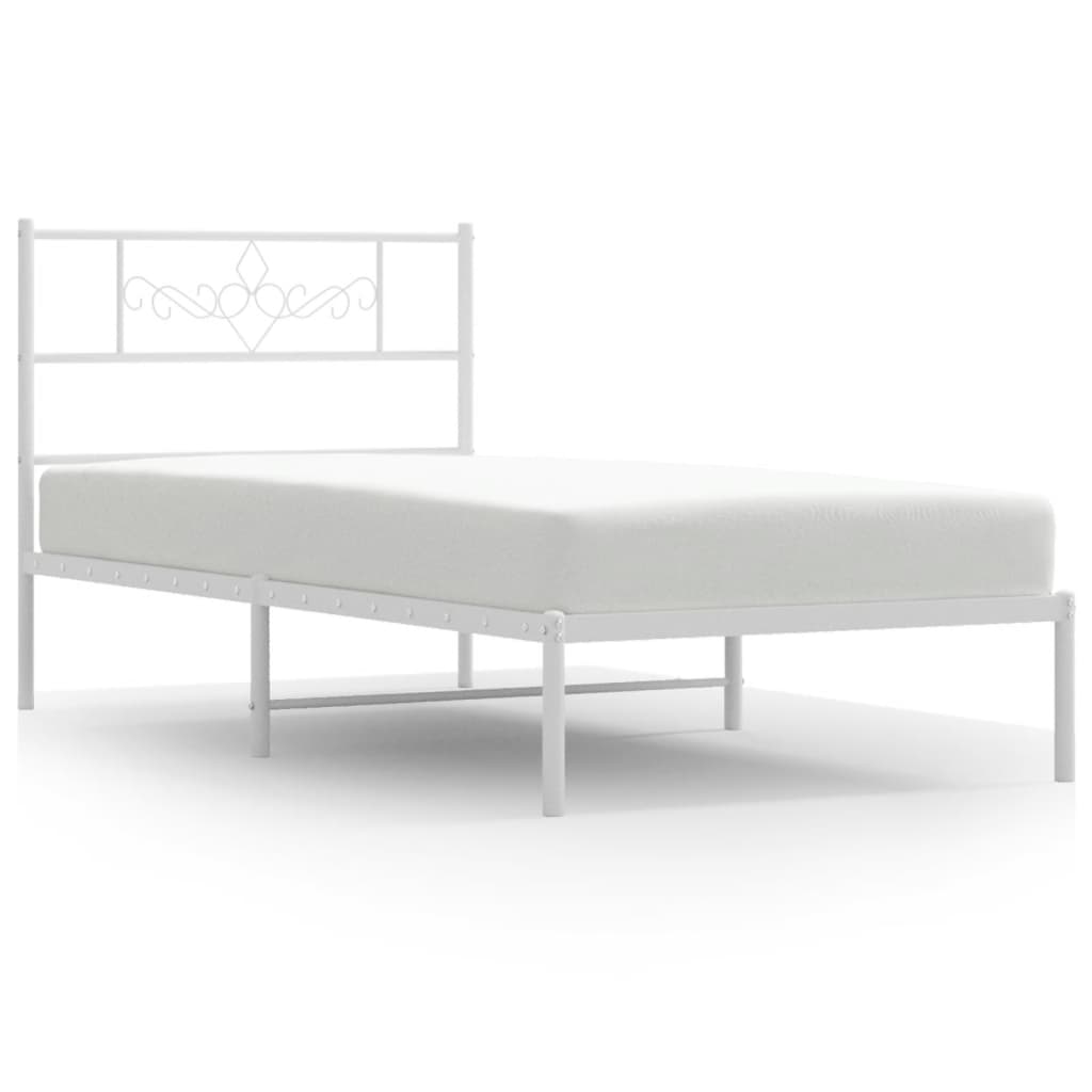 Bettgestell mit Kopfteil Metall Schwarz 100x190 cm