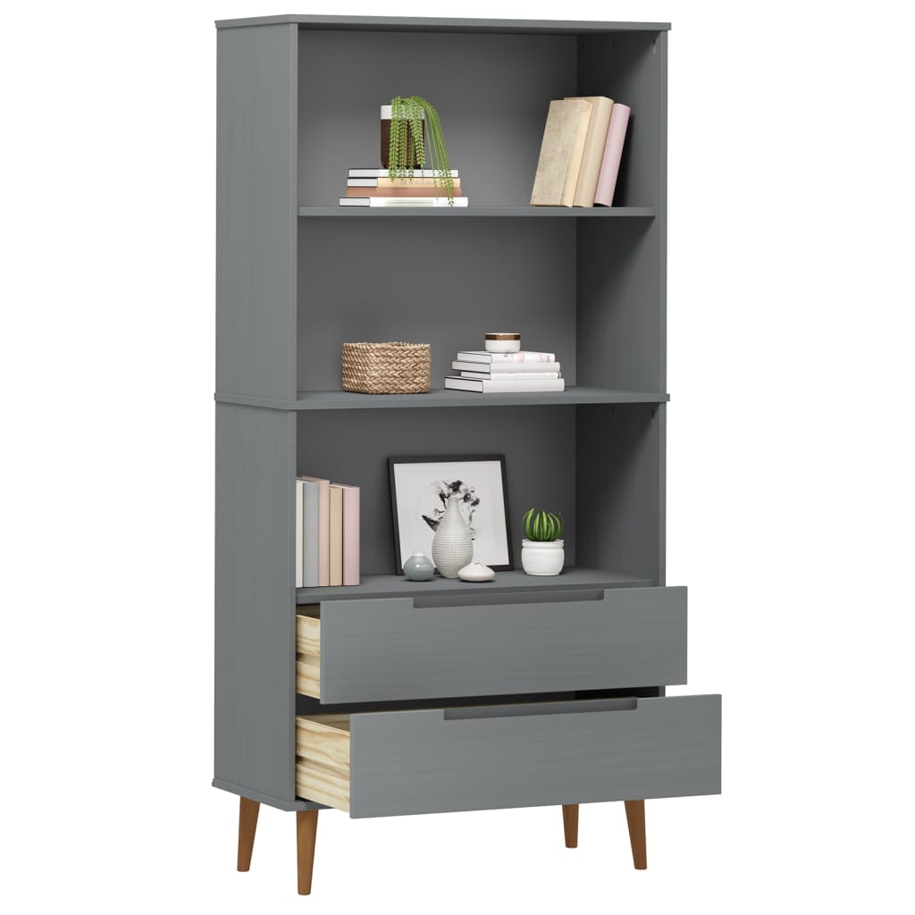 Bücherregal MOLDE Weiß 85x35x170,5 cm Massivholz Kiefer