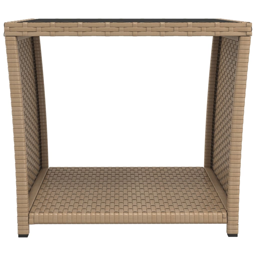 Beistelltisch mit Holzplatte Grau Poly Rattan & Akazienholz