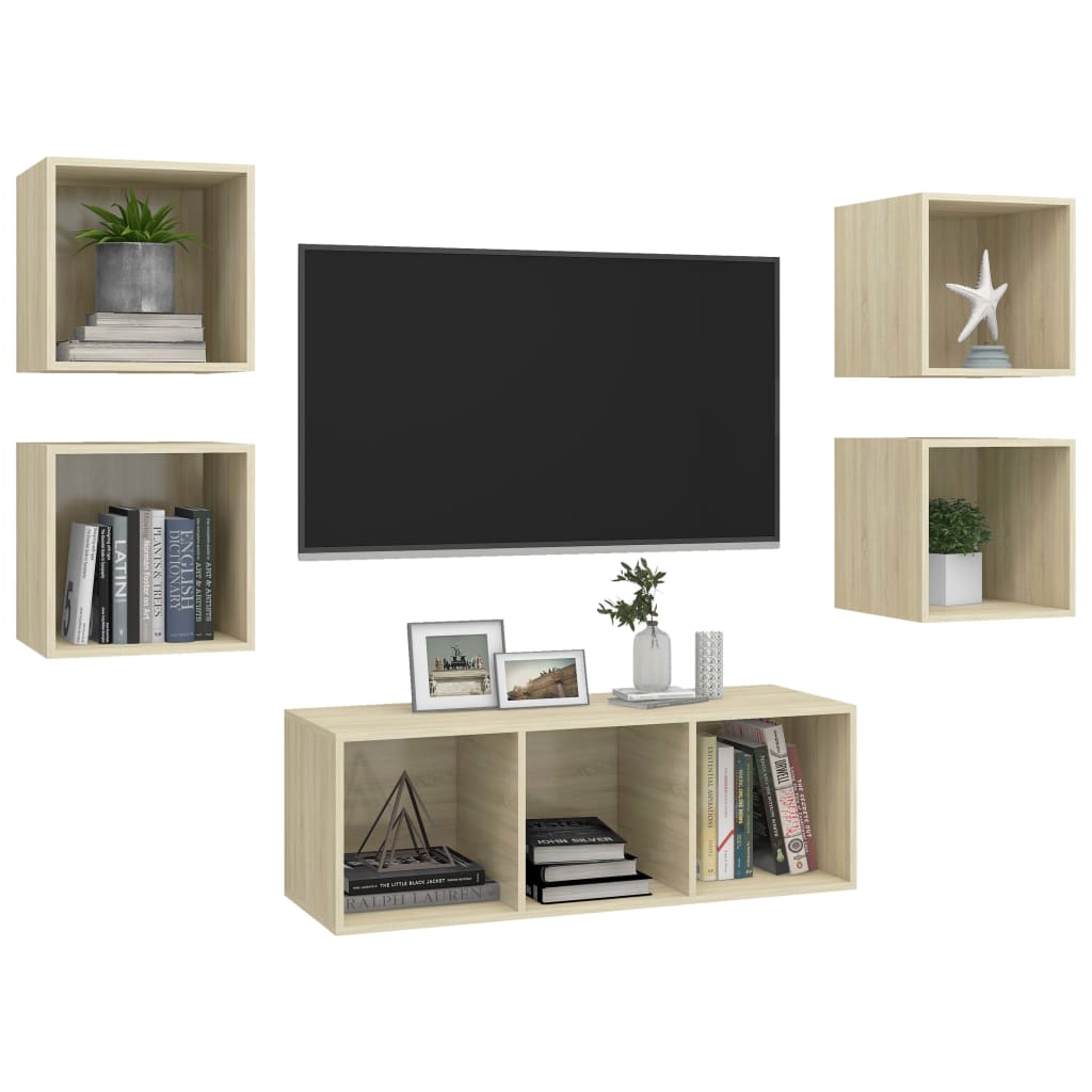 5-tlg. TV-Schrank-Set Weiß Holzwerkstoff