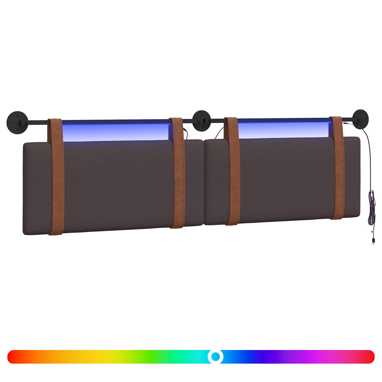 Hängendes Kopfteil Mit LED Licht Wolkengrau Antikes PU