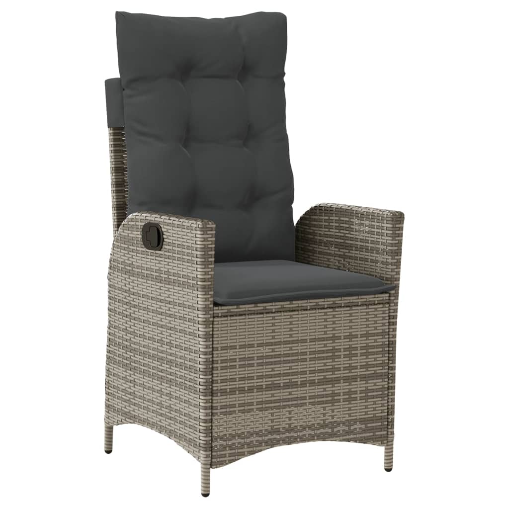Gartensessel Verstellbar mit Kissen Schwarz Poly Rattan
