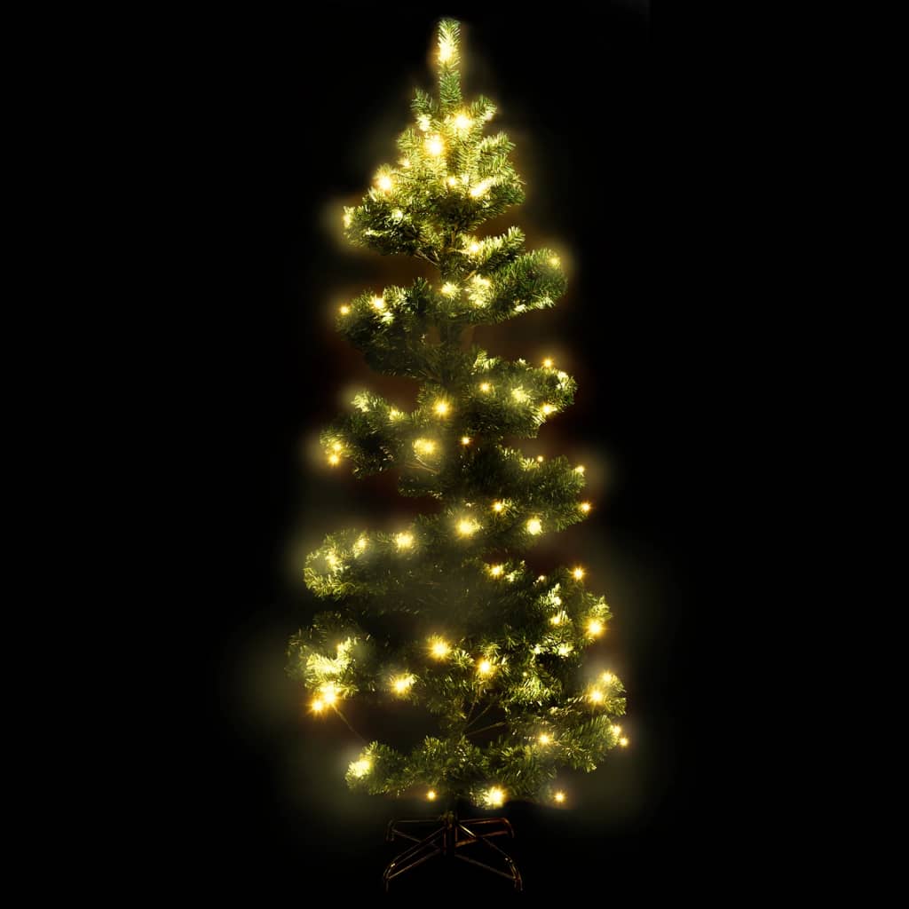 Spiral-Weihnachtsbaum mit Beleuchtung und Ständer Weiß 180 cm