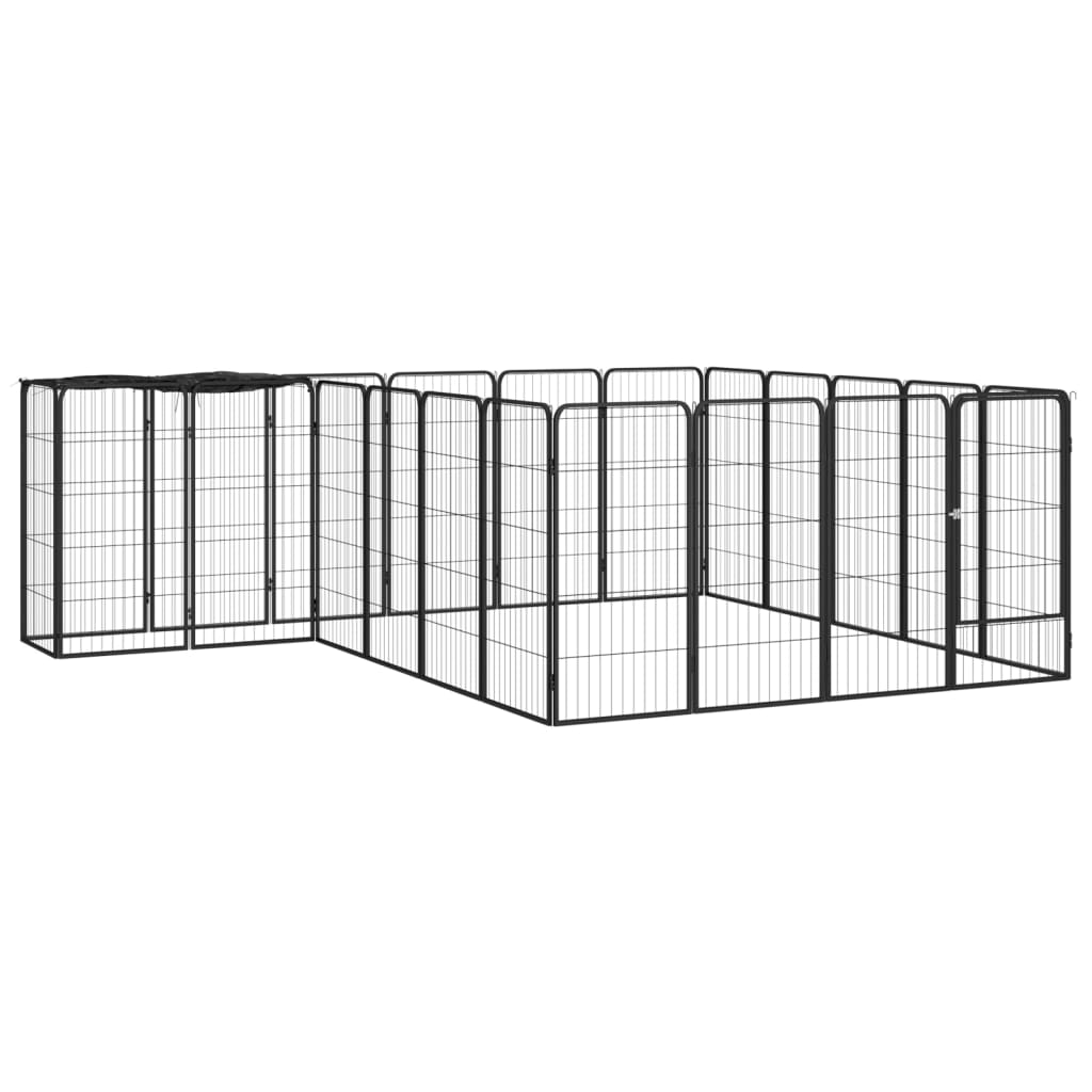 6-tlg. Hundelaufstall Schwarz 50x100cm Stahl Pulverbeschichtung