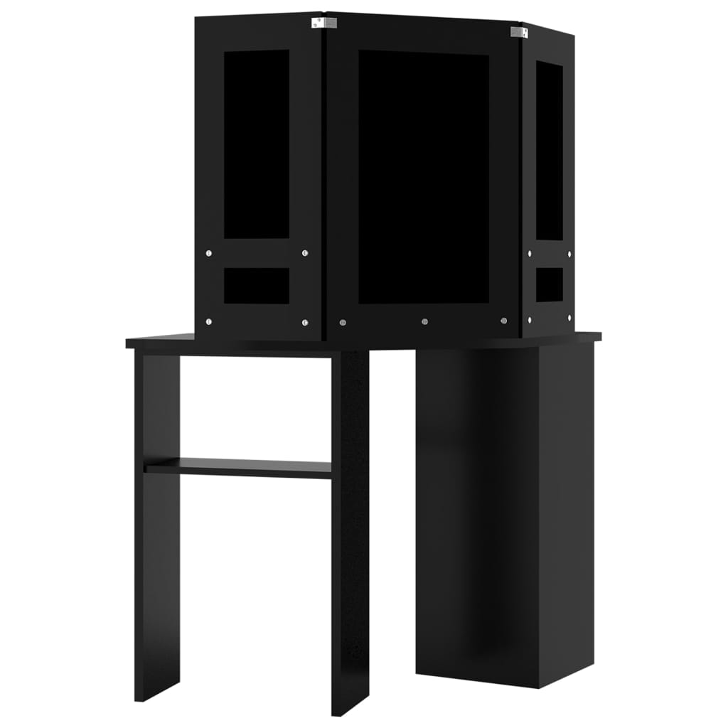 Eck-Schminktisch mit LED Grau 111x54x141,5 cm