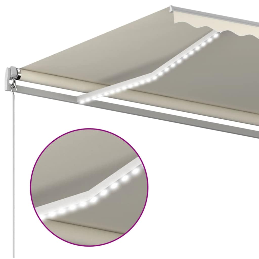Markise Manuell Einziehbar mit LED 300x250 cm Blau und Weiß