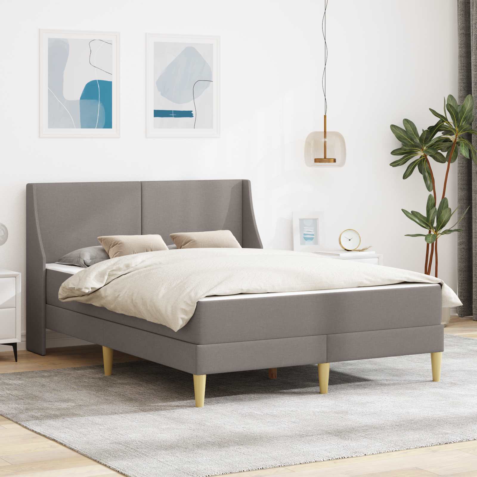 Bettgestell mit Matratze Hellgrau 80x 200 cm Polyester
