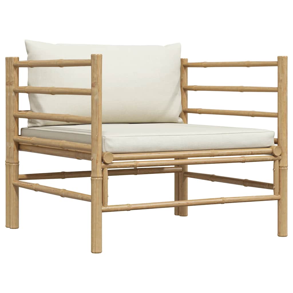 3-tlg. Garten-Lounge-Set mit Kissen Bambus