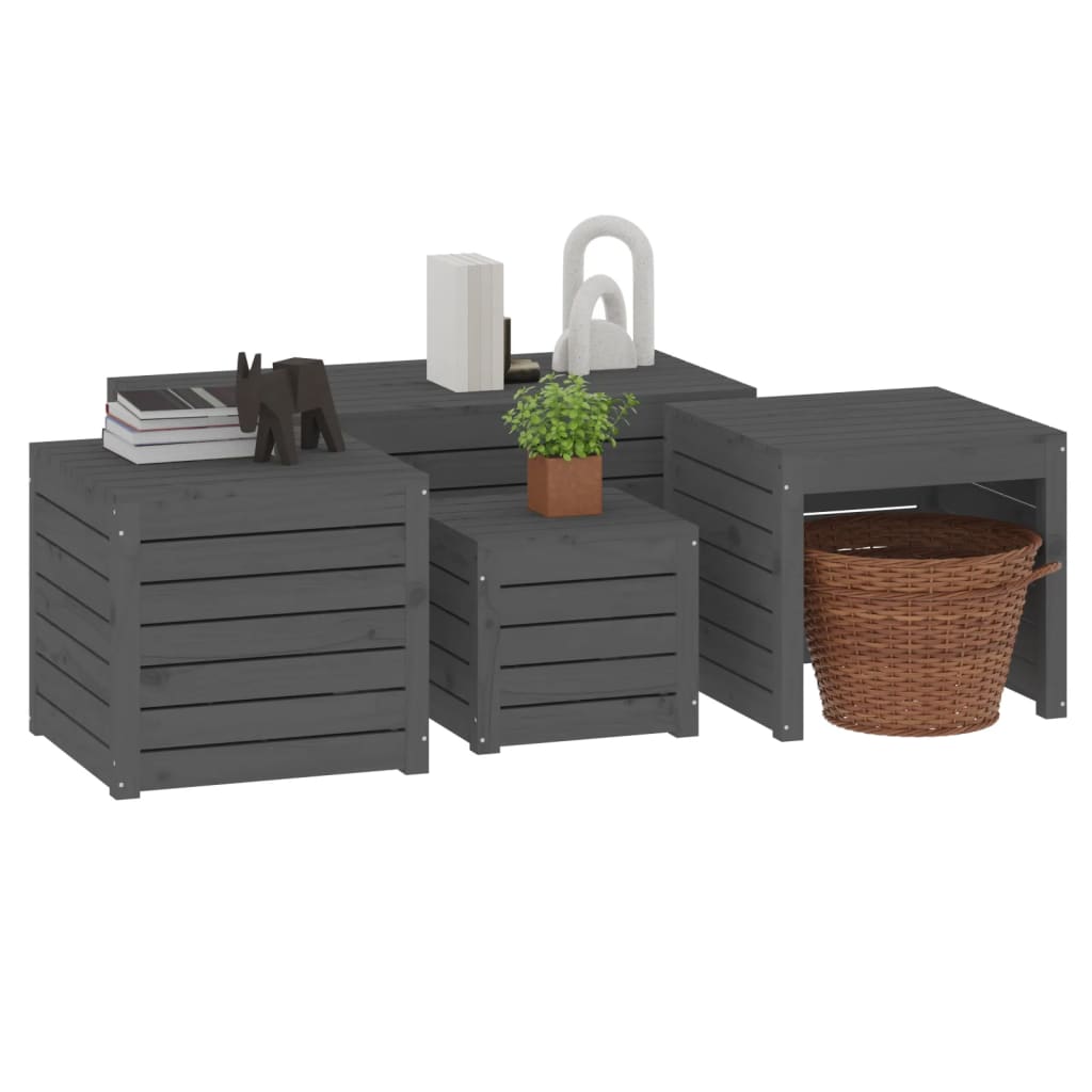 4-tlg. Gartenbox-Set Massivholz Kiefer