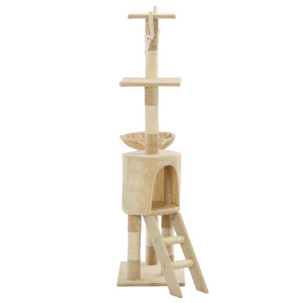 Katzen-Kratzbaum mit Sisal-Säulen 138 cm Grau