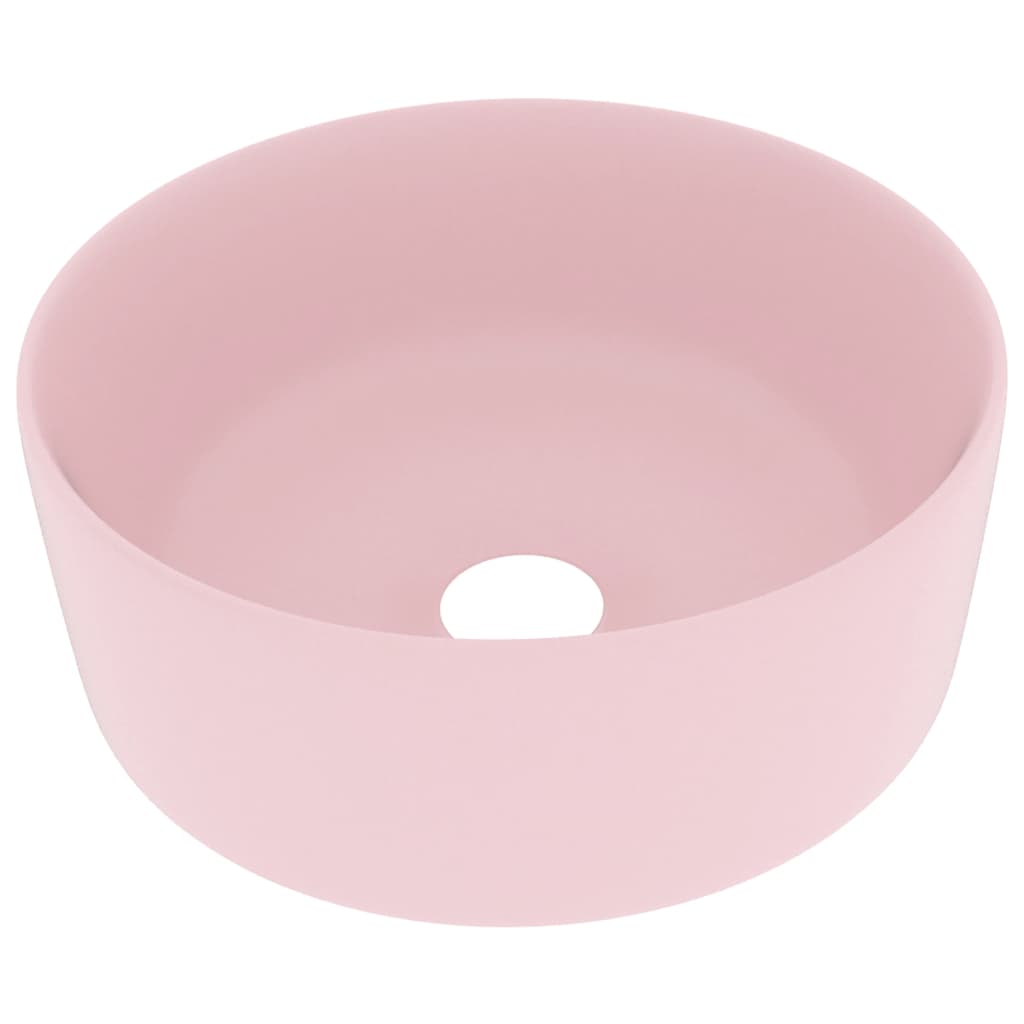 Luxuriöses Waschbecken Rund Matt Weiß 40x15 cm Keramik