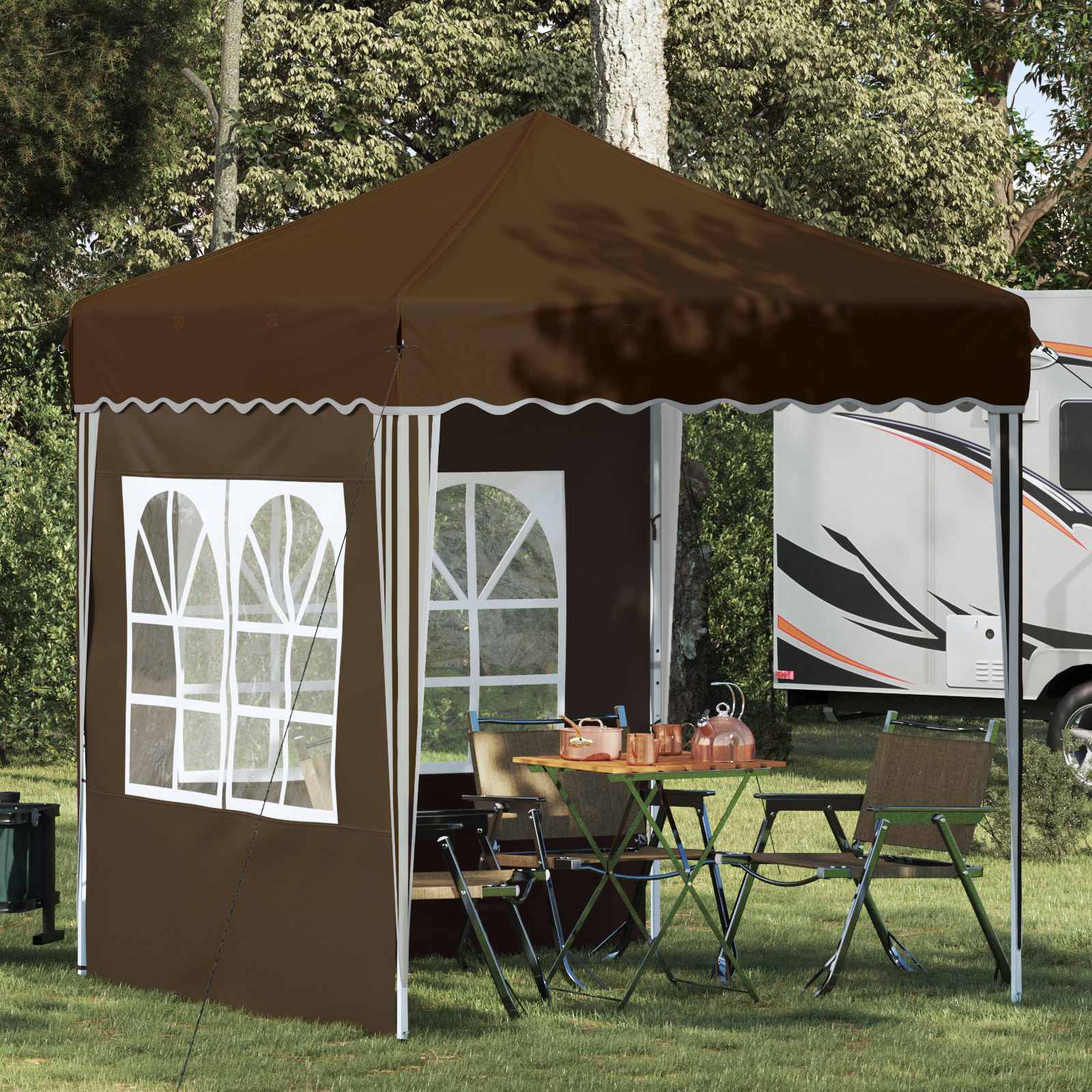 Pop-up Partyzelt 195 x 195 x 245 cm Creme Oxford-Stoff