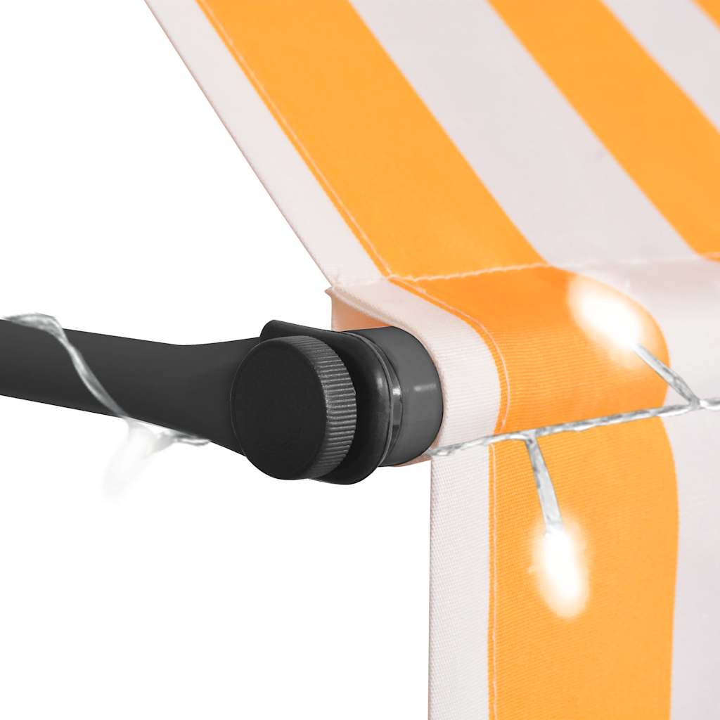 Einziehbare Markise Handbetrieben mit LED 100 cm Blau und Weiß