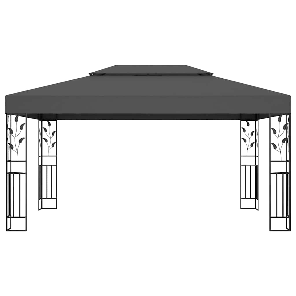 Pavillon mit Doppeldach & LED-Lichterkette 3x4 m Weiß