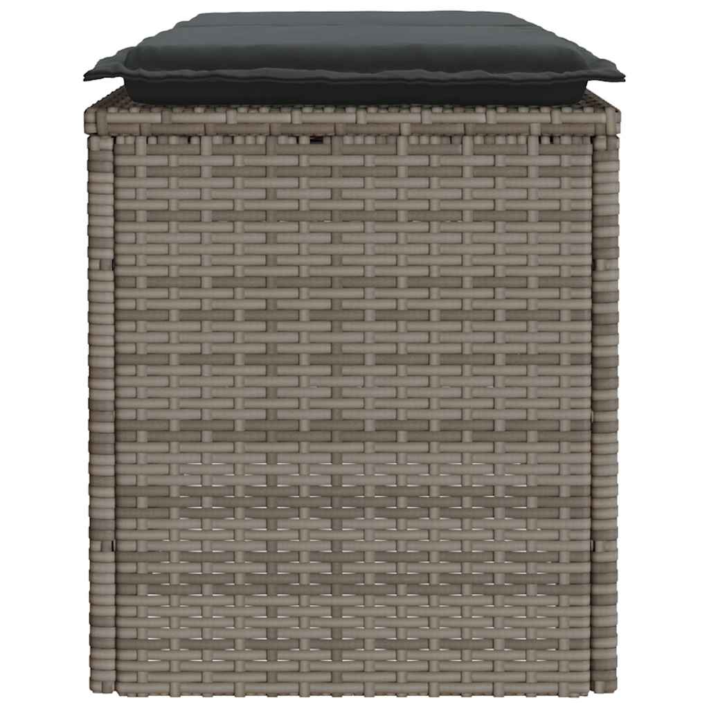 Gartenbank mit Kissen Schwarz 110x40x44 cm Poly Rattan