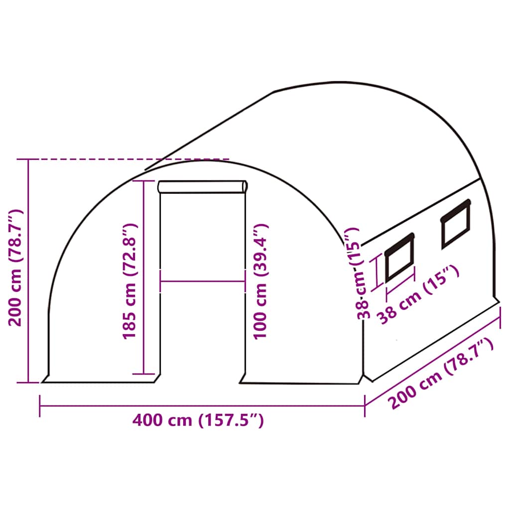 Ersatzabdeckung für Gewächshaus (4,5 m²) 300x150x200 cm Grün
