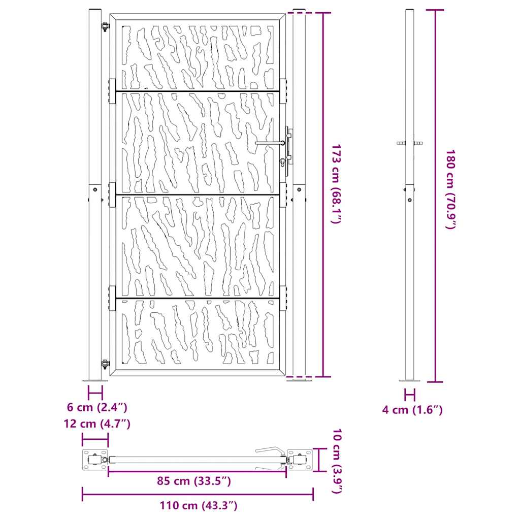 Gartentor Schwarz 100x100 cm Stahl Lichtdesign