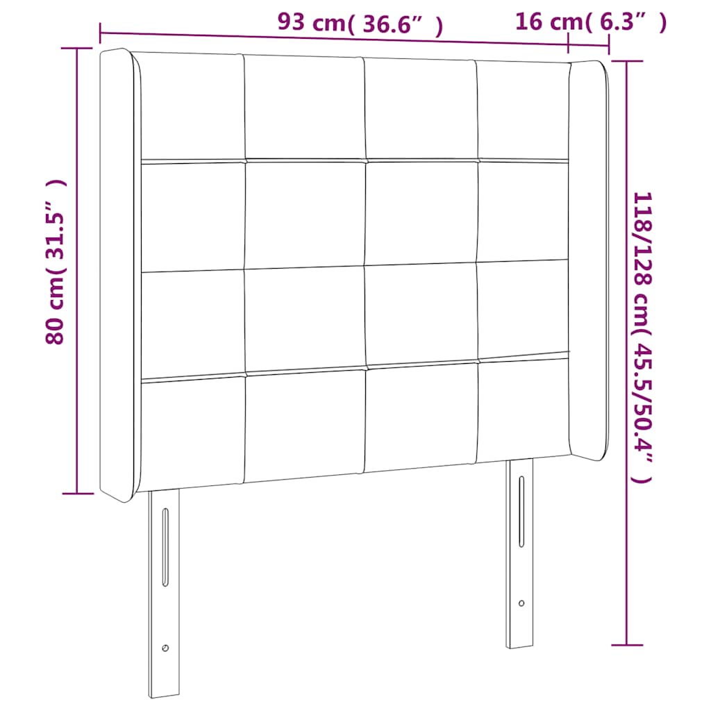Kopfteil mit Ohren Dunkelblau 93x16x78/88 cm Samt