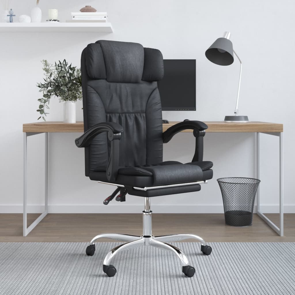 Bürostuhl mit Liegefunktion Schwarz Kunstleder