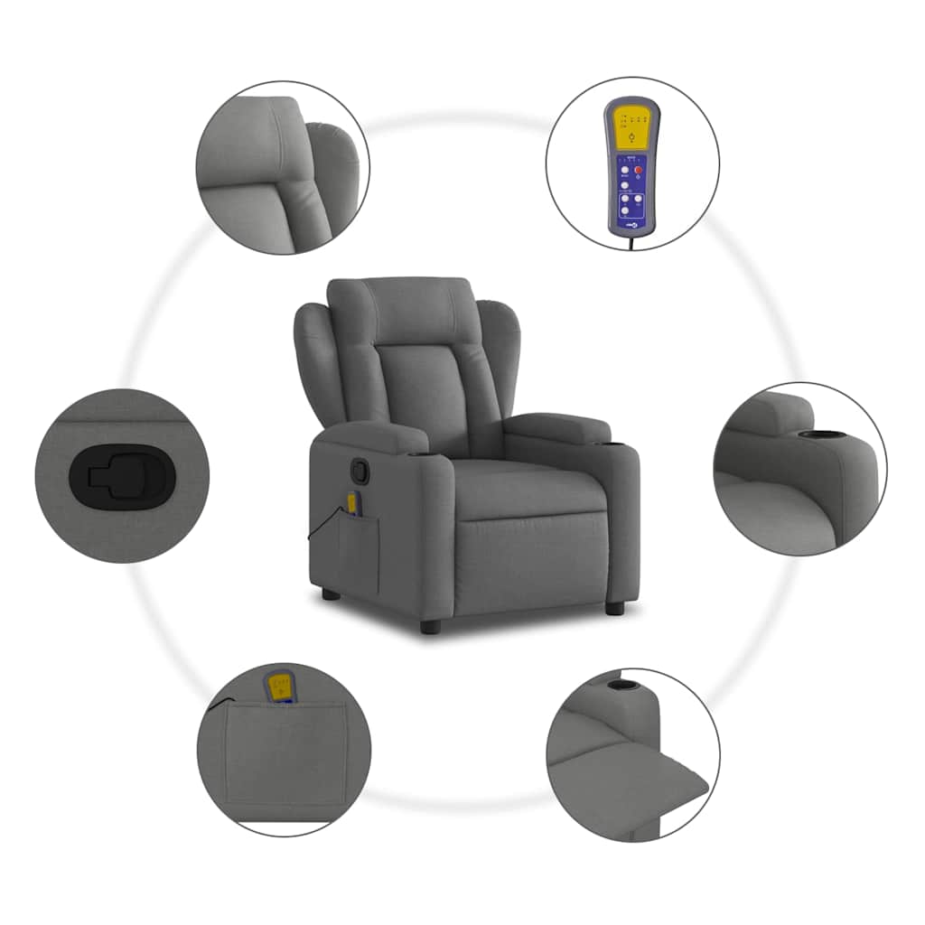 Relaxsessel Elektrisch Hellgrau Stoff