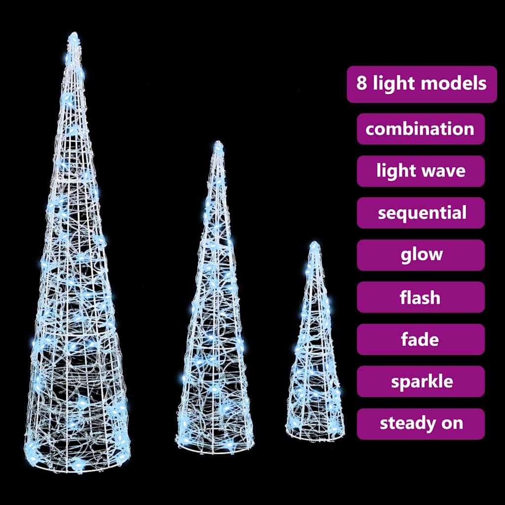 Weihnachtsbaum mit 90 LEDs 3 pcs Warmweiß 20 x 20 x 80 cm Acryl