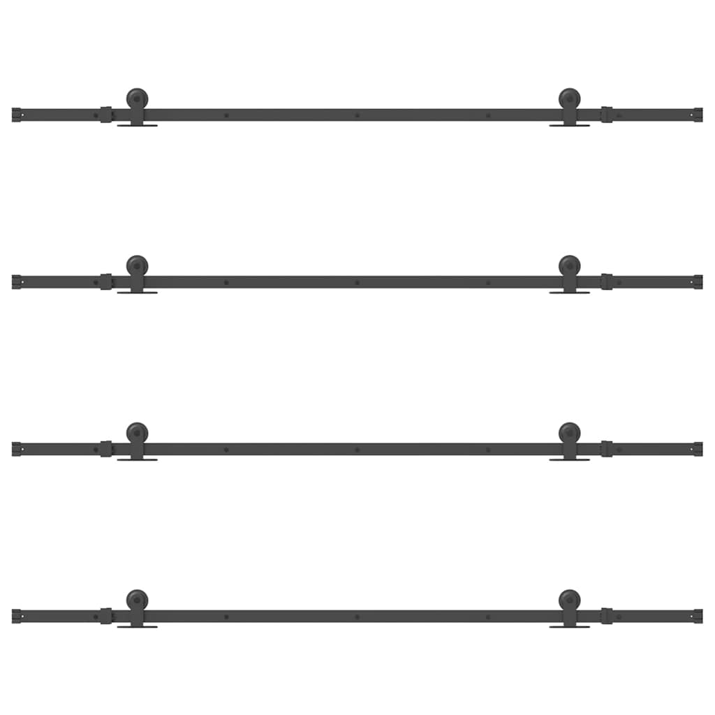 Schiebetürbeschlag-Set 152,5 cm Stahl Schwarz