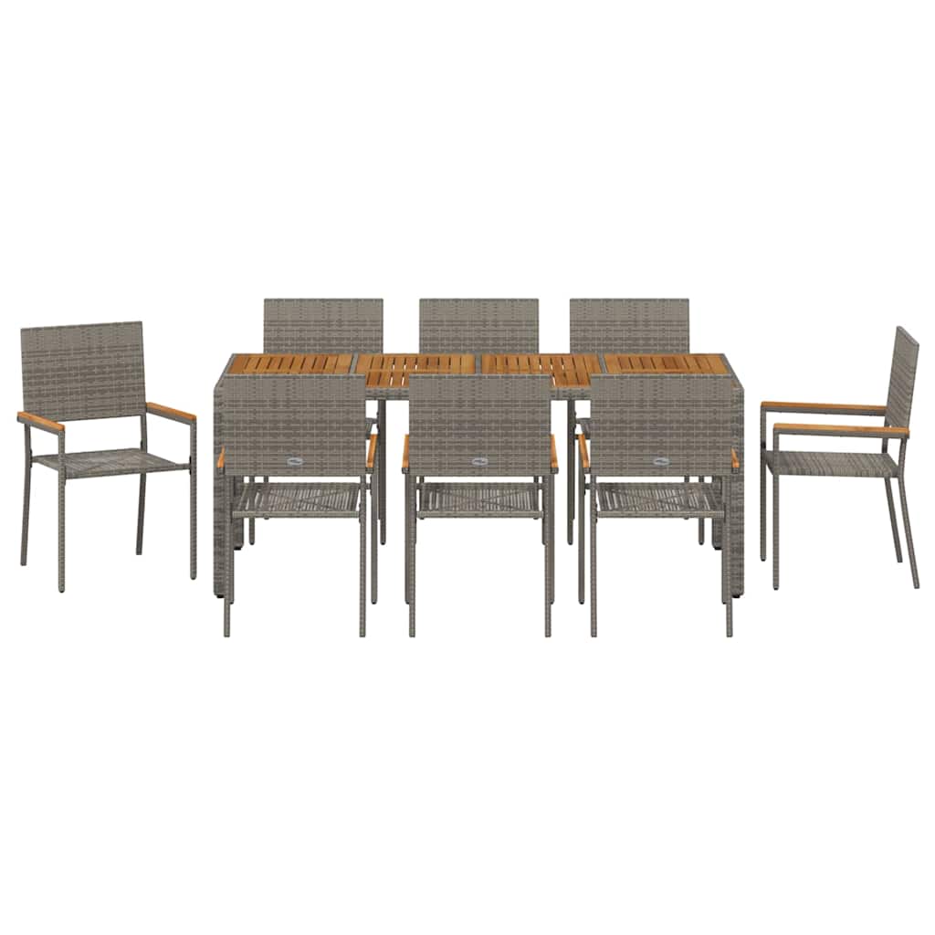 Garten Essgruppe 3 pcs Schwarz Poly-Rattan